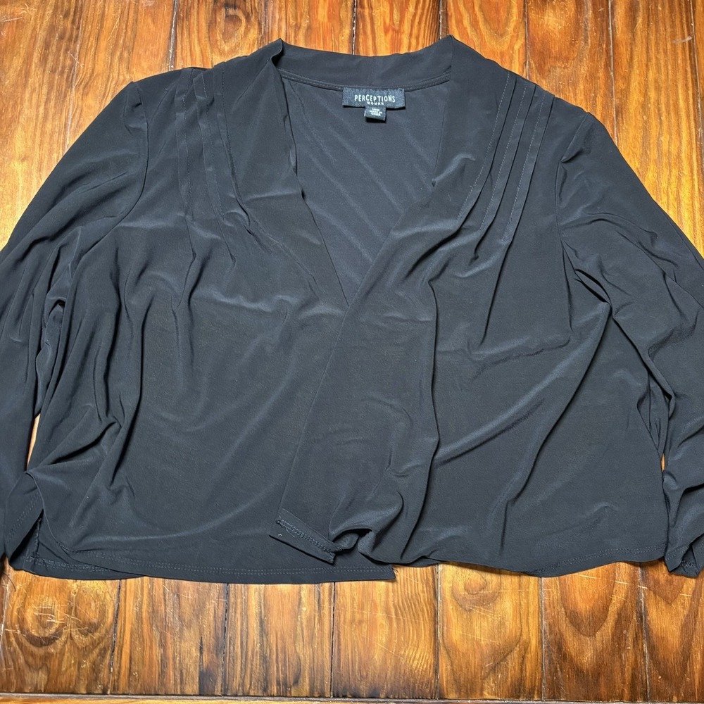 Perceptions New York Black Shrug Topper Slinky Cardigan Women's 18W A705